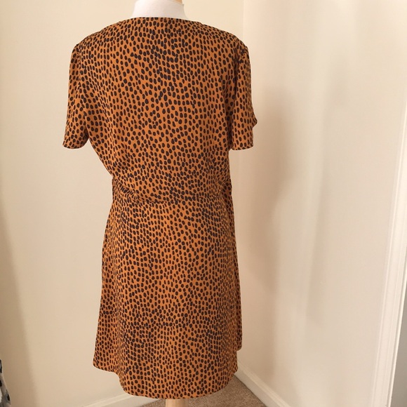 J. CREW amber with black Size 12 twill drapey wrap dress - Picture 7 of 12